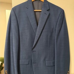 Chaps Blue Sport Coat - Tailored Notch Lapel Blazer